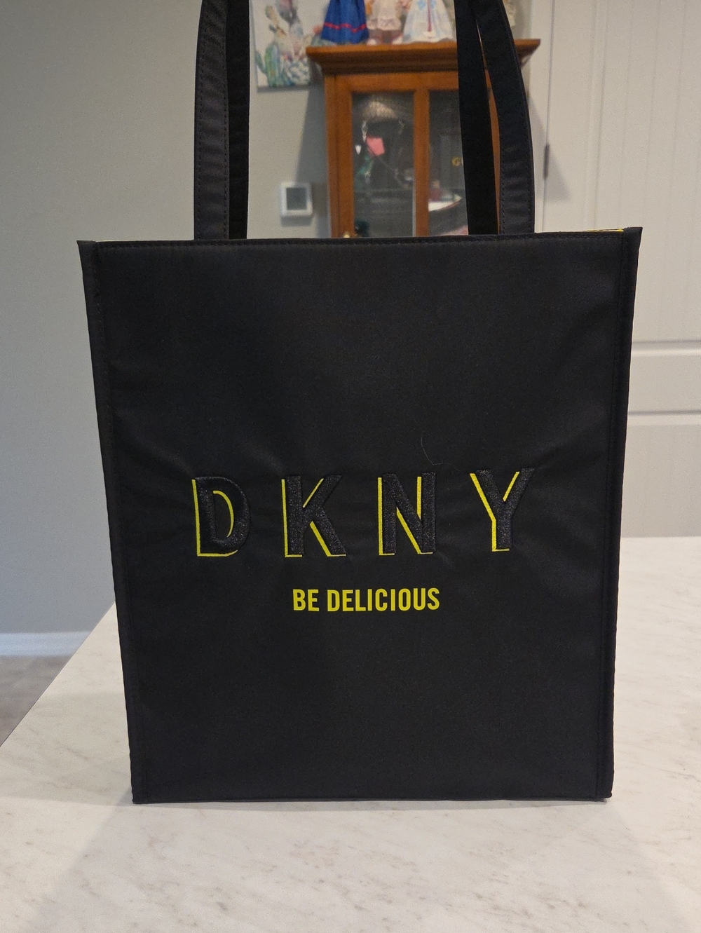 Dkny Black Tote with Yellow Logo Accent